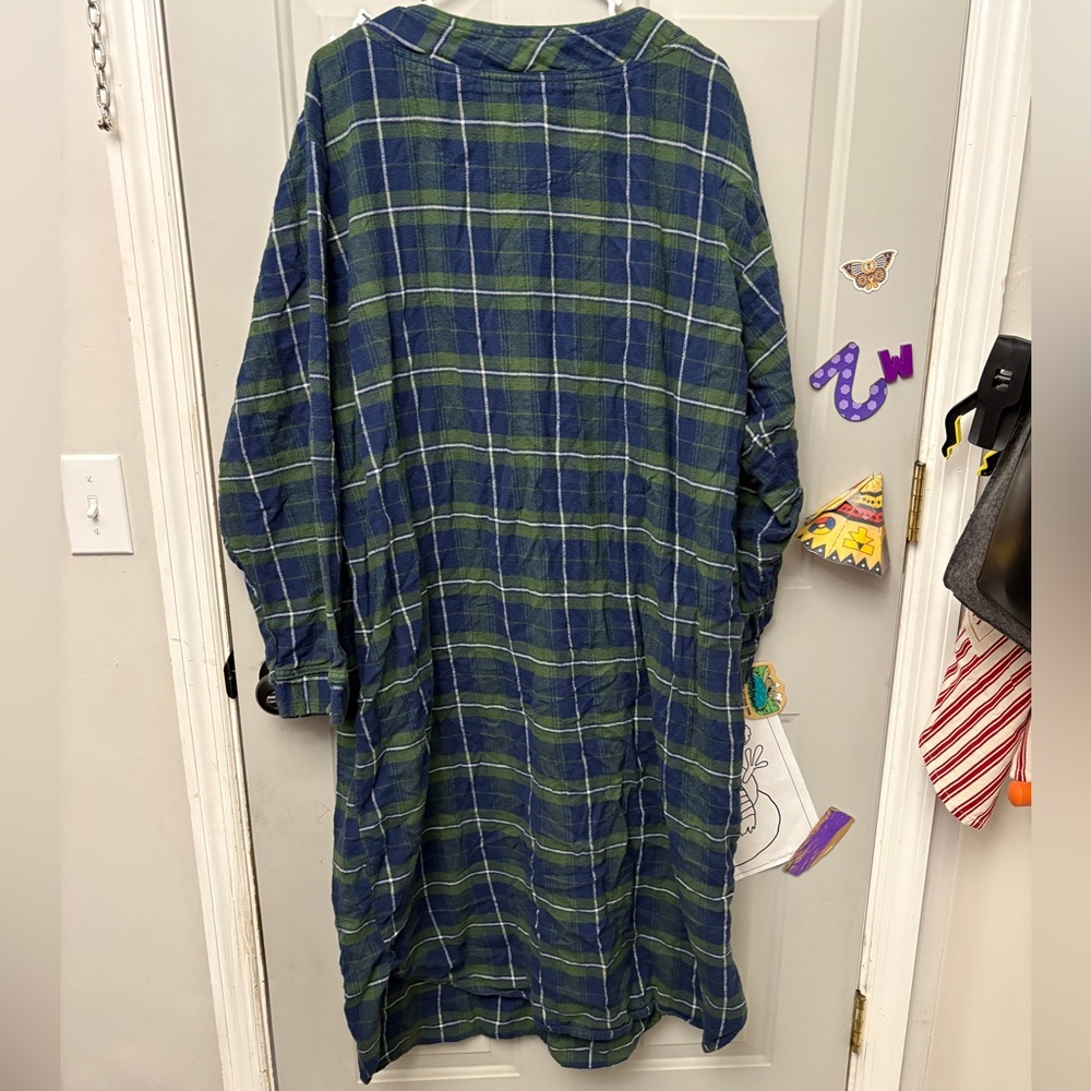 Men's Blue and Green Plaid Nightgown - Picture 4 of 6